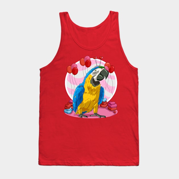 Blue and Yellow Macaw Valentines Day Parrot Bird Tank Top by Noseking